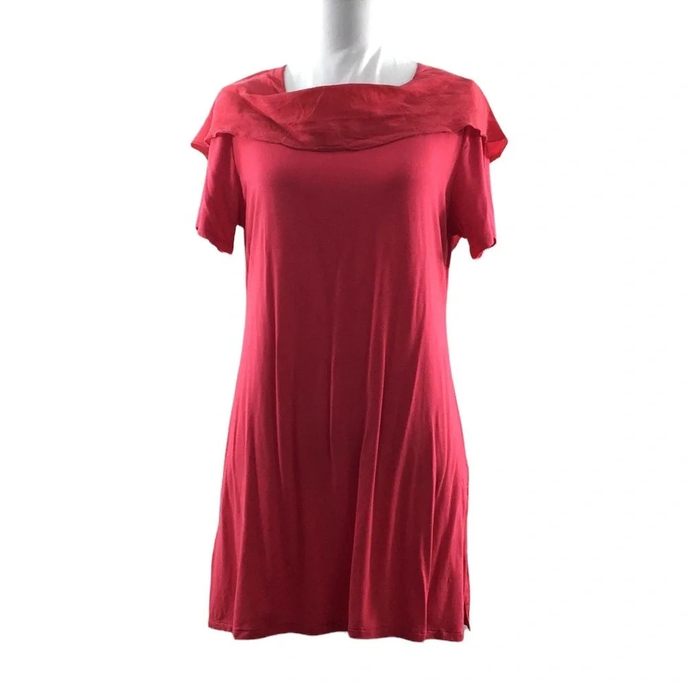 Soft Surroundings Pink Cowl Neck T Shirt Womens Small Short Sleeve